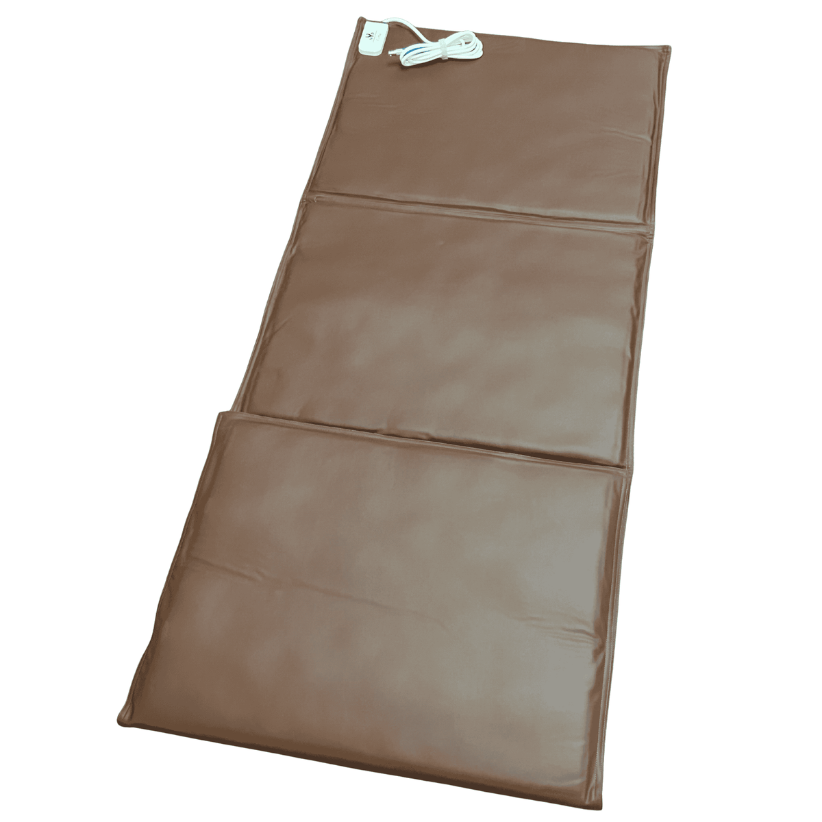 Brown full-body wellness mat with integrated sound therapy and PEMF technology.